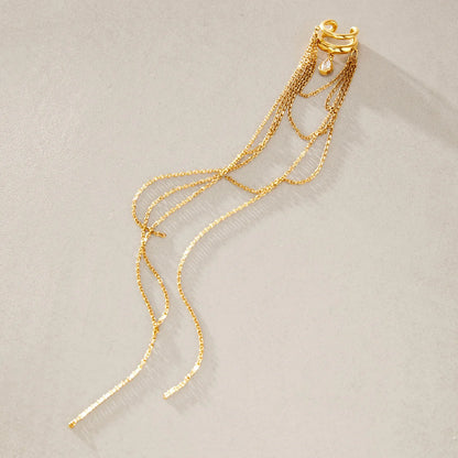 Double Chain Tassel Drop Earrings — view 7