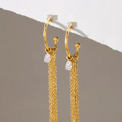 Double Chain Tassel Drop Earrings — view 6