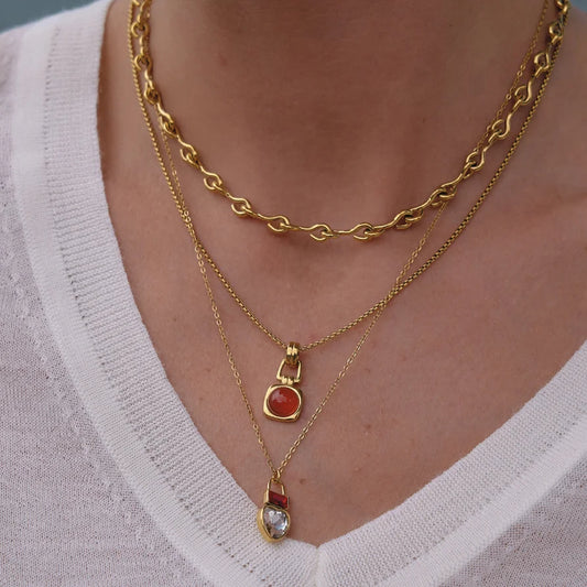 Birthstone Heart Lock Jewelry Set — view 2
