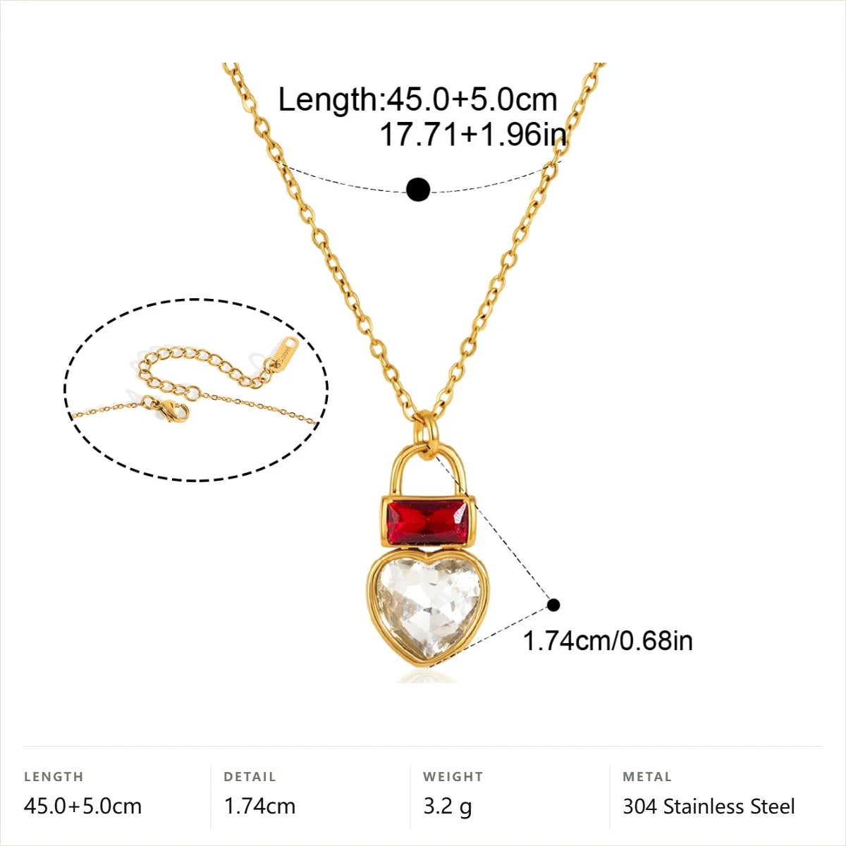 Birthstone Heart Lock Jewelry Set — Heart Lock Necklace · Gold