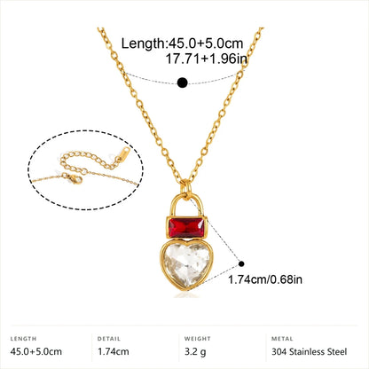 Birthstone Heart Lock Jewelry Set — Heart Lock Necklace · Gold