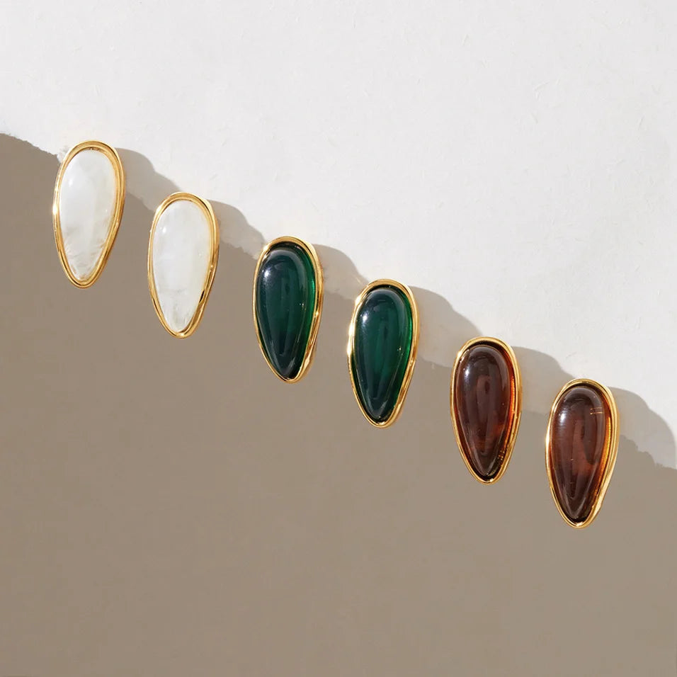 Enamel Teardrop Hoop Earrings
