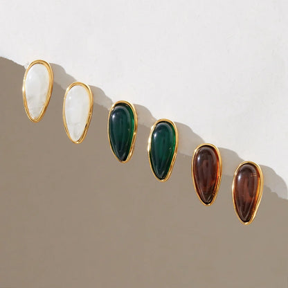 Enamel Teardrop Hoop Earrings