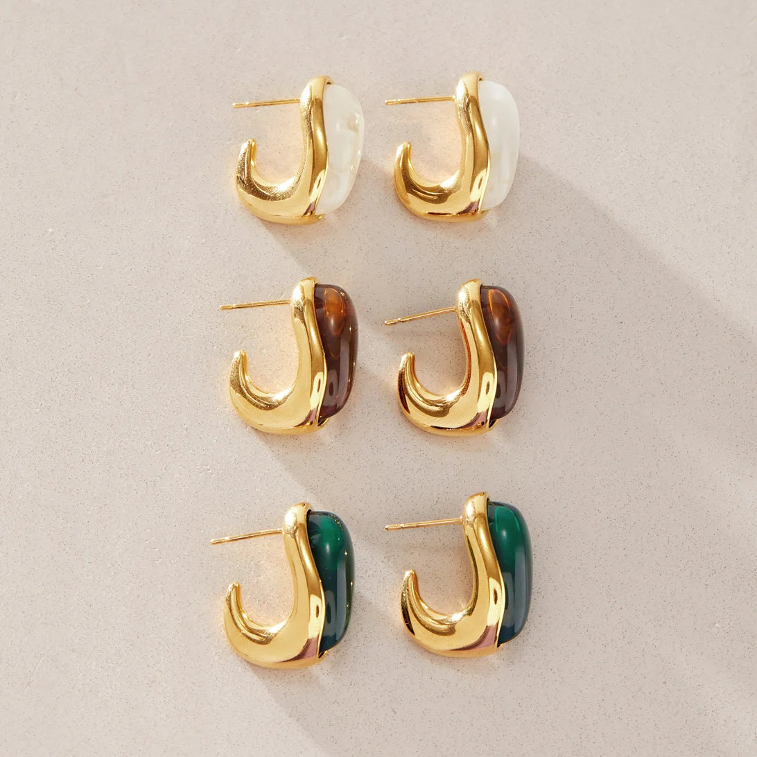 Enamel Teardrop Hoop Earrings — view 4