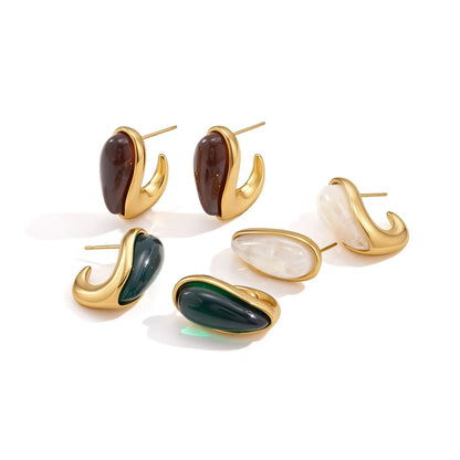 Enamel Teardrop Hoop Earrings — view 5