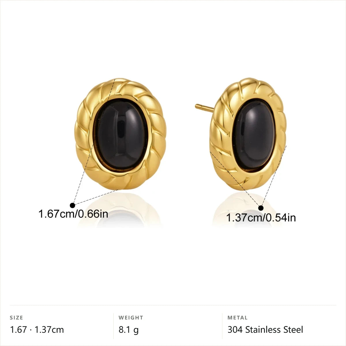 Braided Stud Earrings — Oval Stud · Gold