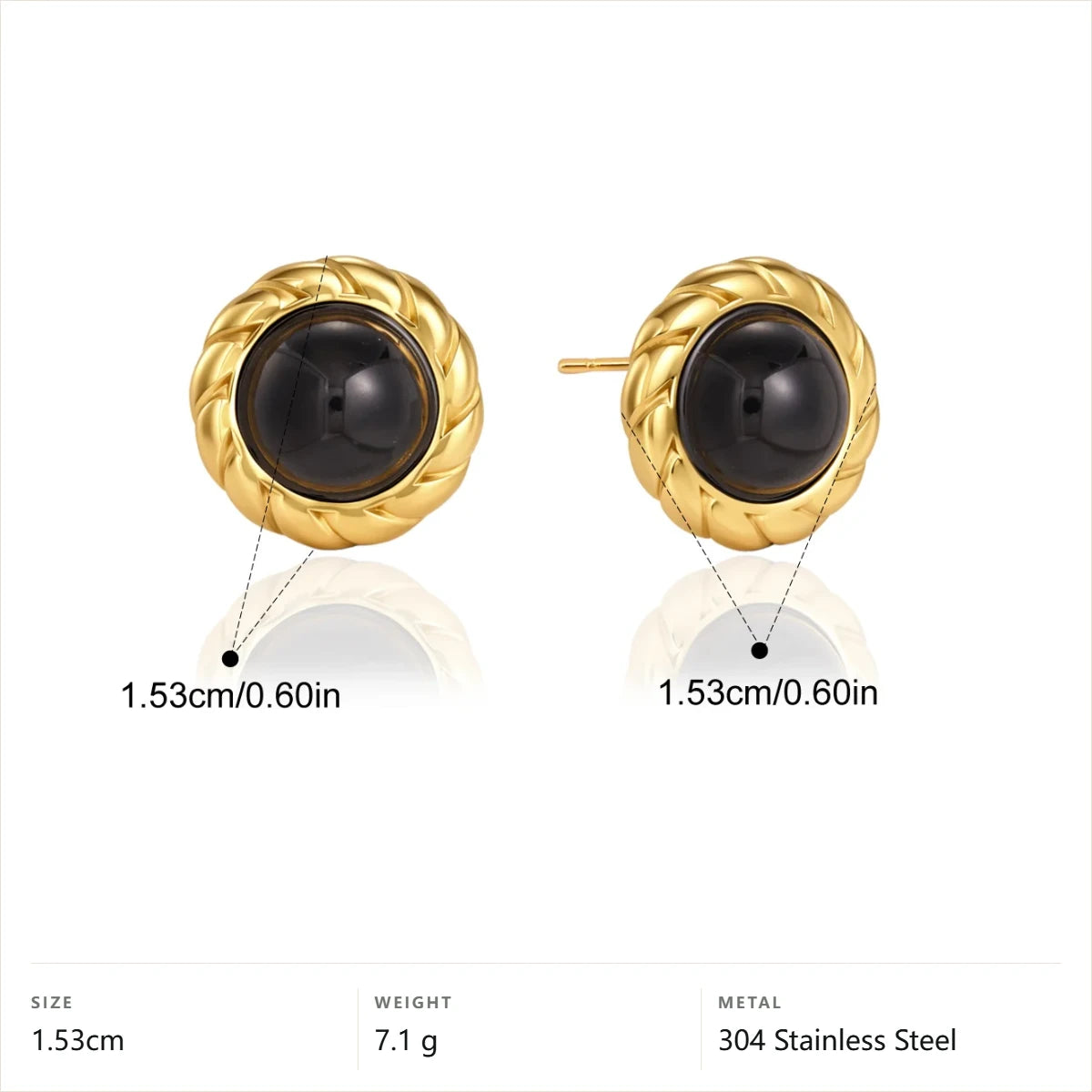 Braided Stud Earrings — Round Stud · Gold