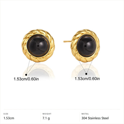 Braided Stud Earrings — Round Stud · Gold
