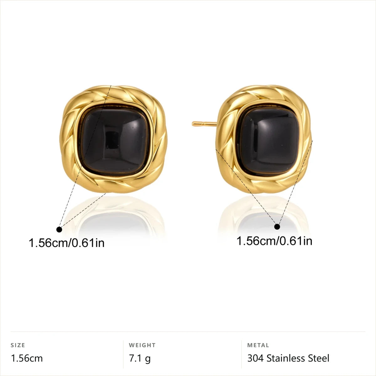 Braided Stud Earrings — Square Stud · Gold