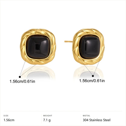 Braided Stud Earrings — Square Stud · Gold