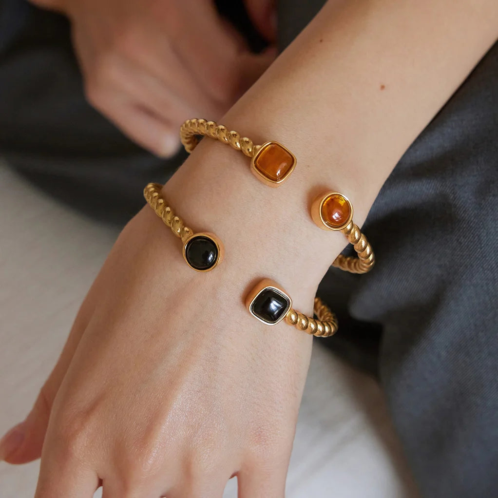 Round Square Beaded Cuff Bracelet — view 2