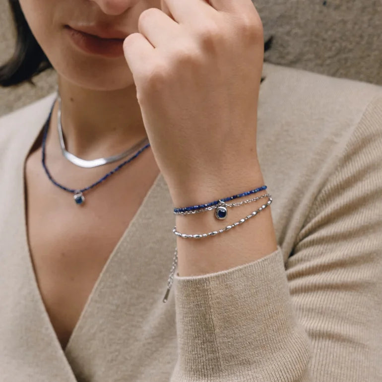 Teardrop Charm Natural Stone Beaded Bracelet — view 3
