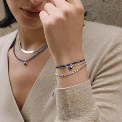 Teardrop Charm Natural Stone Beaded Bracelet — view 3