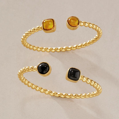 Round Square Beaded Cuff Bracelet