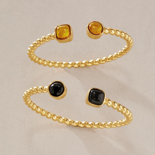 Round Square Beaded Cuff Bracelet