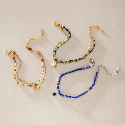 Teardrop Charm Natural Stone Beaded Bracelet — view 4