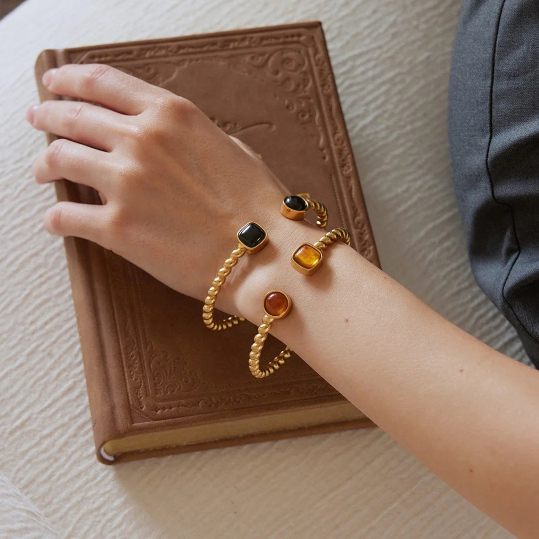 Round Square Beaded Cuff Bracelet — view 3