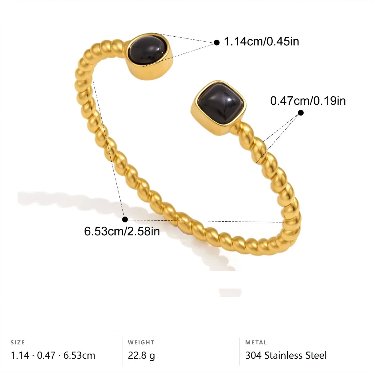Round Square Beaded Cuff Bracelet — Round Square Cuff · Gold