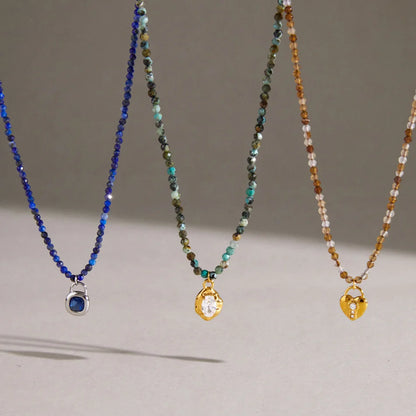 Curved Pendant Natural Stone Necklace