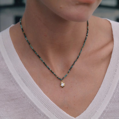 Curved Pendant Natural Stone Necklace — view 3