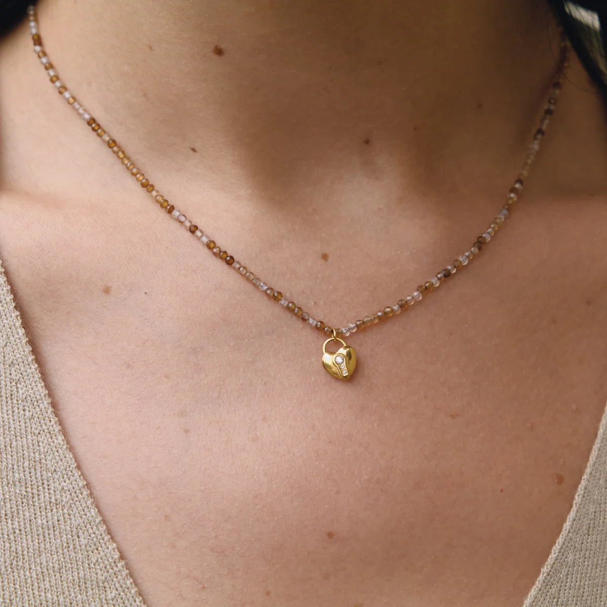 Curved Pendant Natural Stone Necklace — view 4