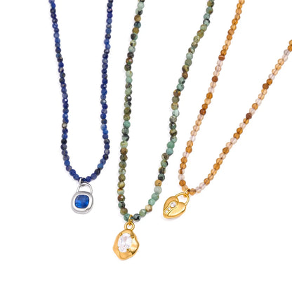Curved Pendant Natural Stone Necklace — view 5