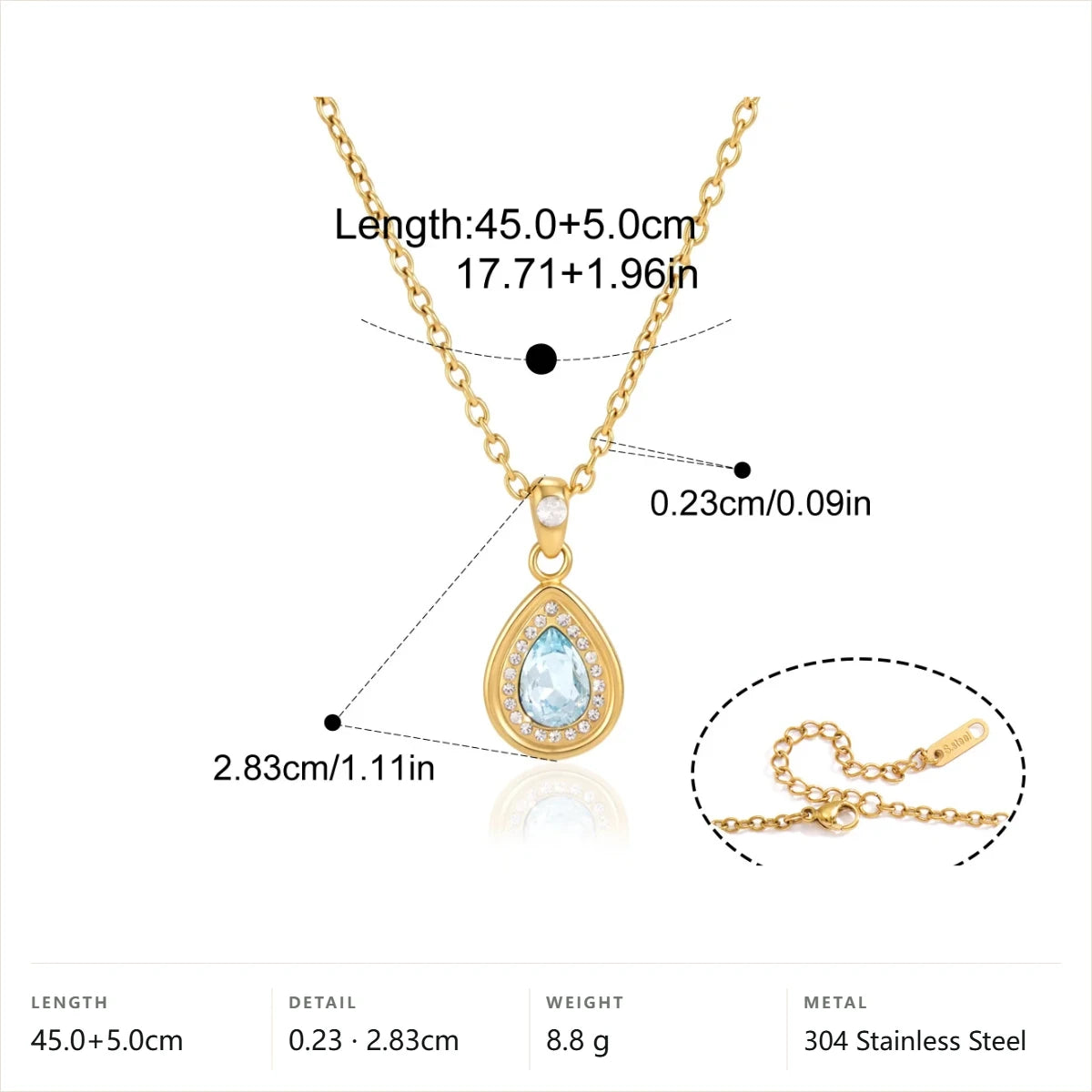 Halo Pendant Necklace — Teardrop · Gold
