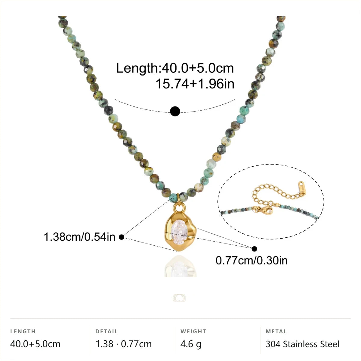 Curved Pendant Natural Stone Necklace — Affrica Tourquoise · Gold