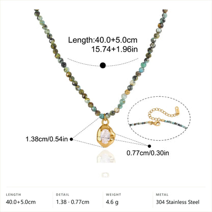 Curved Pendant Natural Stone Necklace — Affrica Tourquoise · Gold