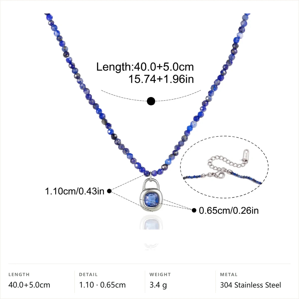Curved Pendant Natural Stone Necklace — Lapis Lazuli · Silver