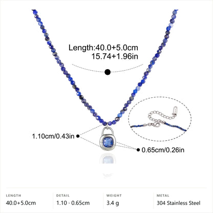 Curved Pendant Natural Stone Necklace — Lapis Lazuli · Silver