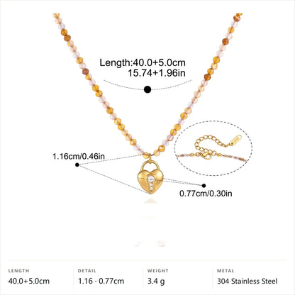 Curved Pendant Natural Stone Necklace — Agate · Gold
