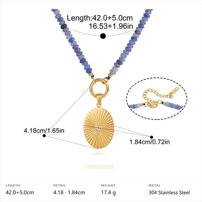 Evil Eye Sunburst Pendant Necklace — Blue Aventurine · Gold