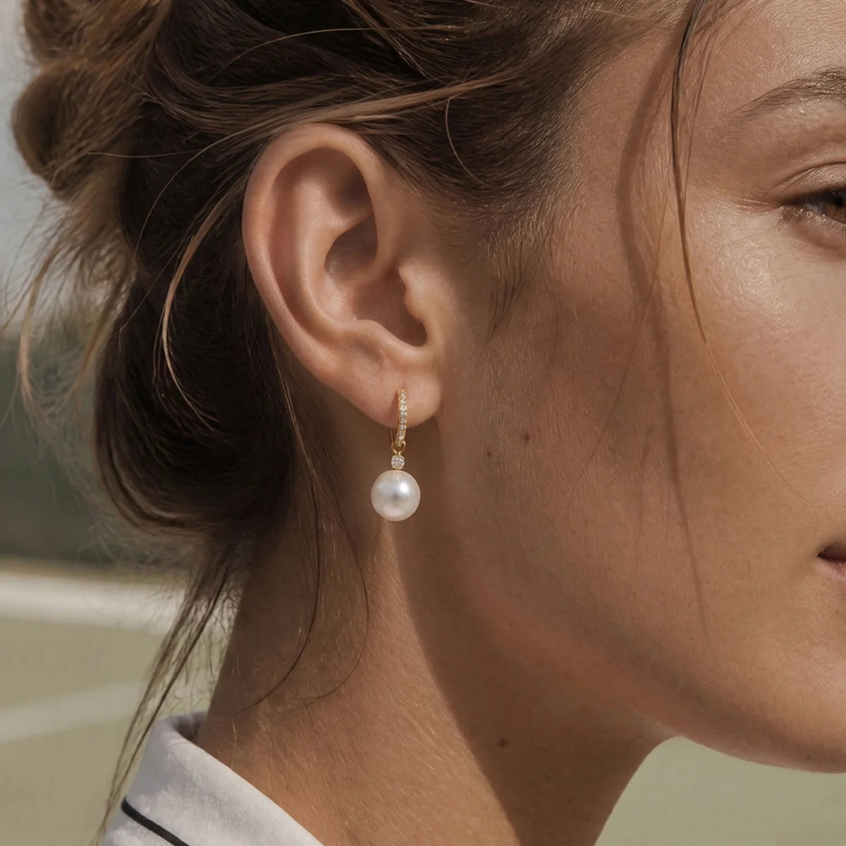 Imatation Pearl & Cubic Zirconia Drop Earrings — view 2