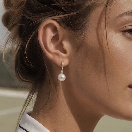 Imatation Pearl & Cubic Zirconia Drop Earrings — view 2