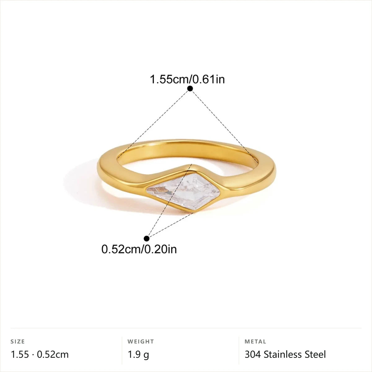 Geometric Kite Cut Solitaire Ring — Kite Cut Solitaire · Gold · 5