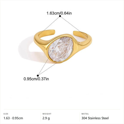 Geometric Kite Cut Solitaire Ring — Adjustable Open Oval Bezel · Gold · Adjustable