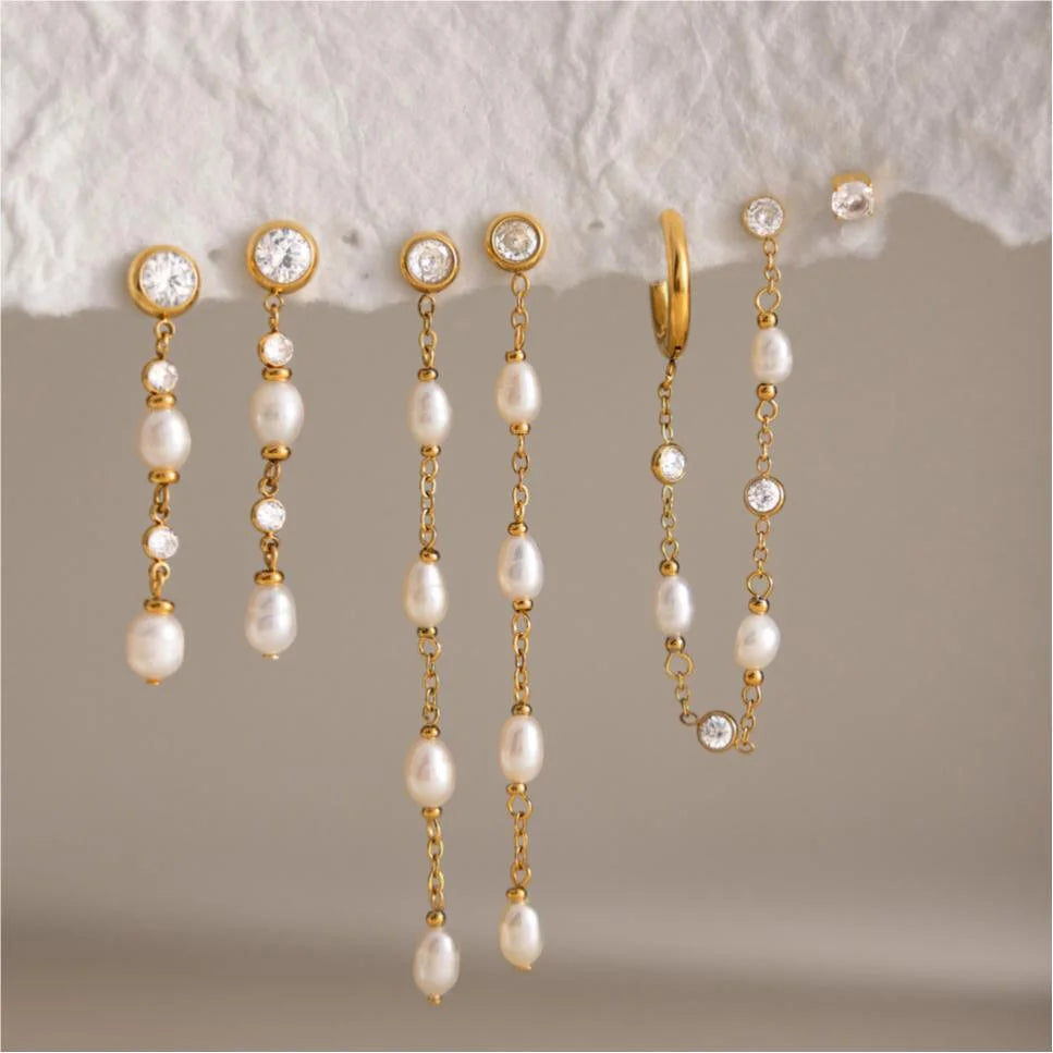 Pearl Chain Dangle Earrings