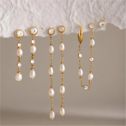 Pearl Chain Dangle Earrings