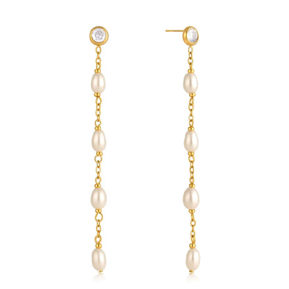 Pearl Chain Dangle Earrings — view 5