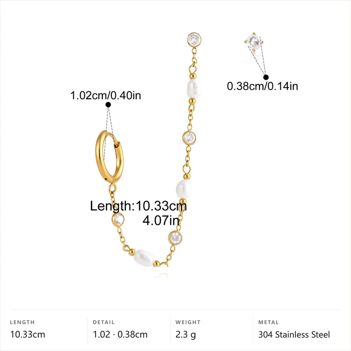 Pearl Chain Dangle Earrings — Pearl Chain Hoop · Gold