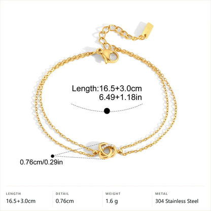 Celestial Layered Chain Bracelet — Interlocking Circle Knot · Gold