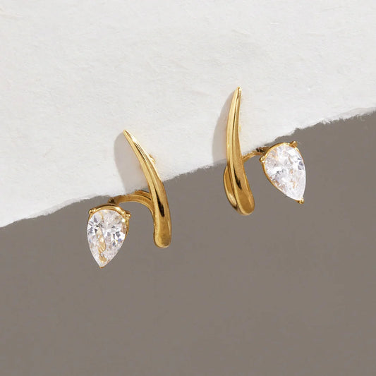 Curved Wave Teardrop Earrings