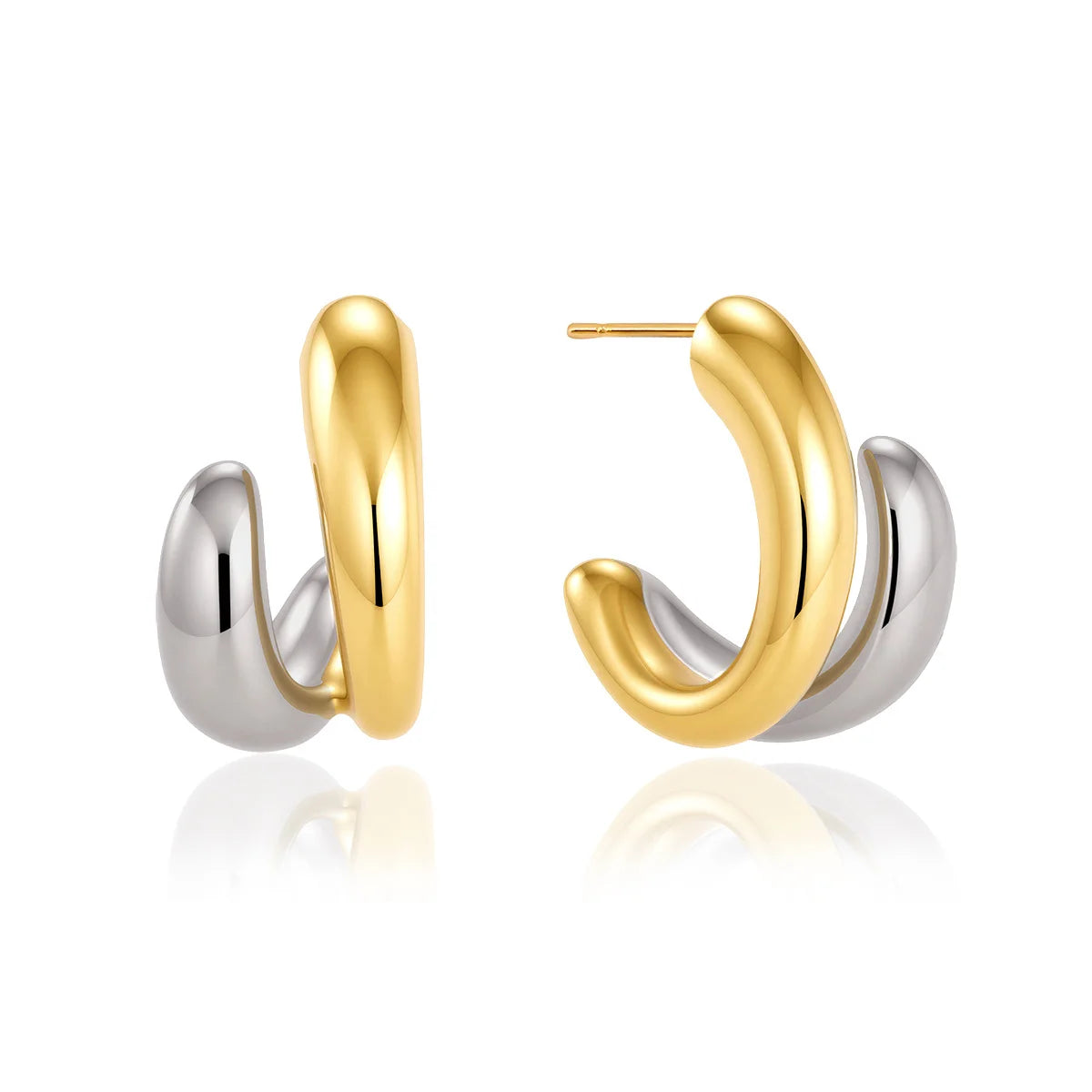 Two-Tone Chunky Open Hoop Earrings — view 5