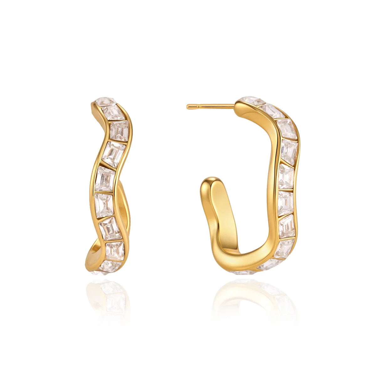 Wavy Baguette Huggie Hoops — view 5