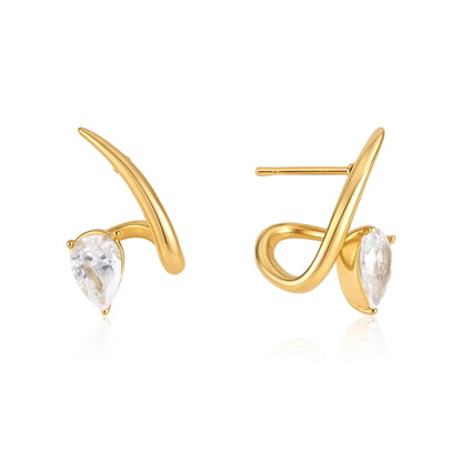 Curved Wave Teardrop Earrings — view 5