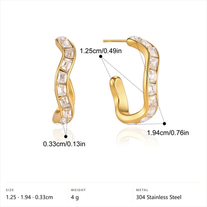 Wavy Baguette Huggie Hoops — Wavy Baguette Huggie · Gold