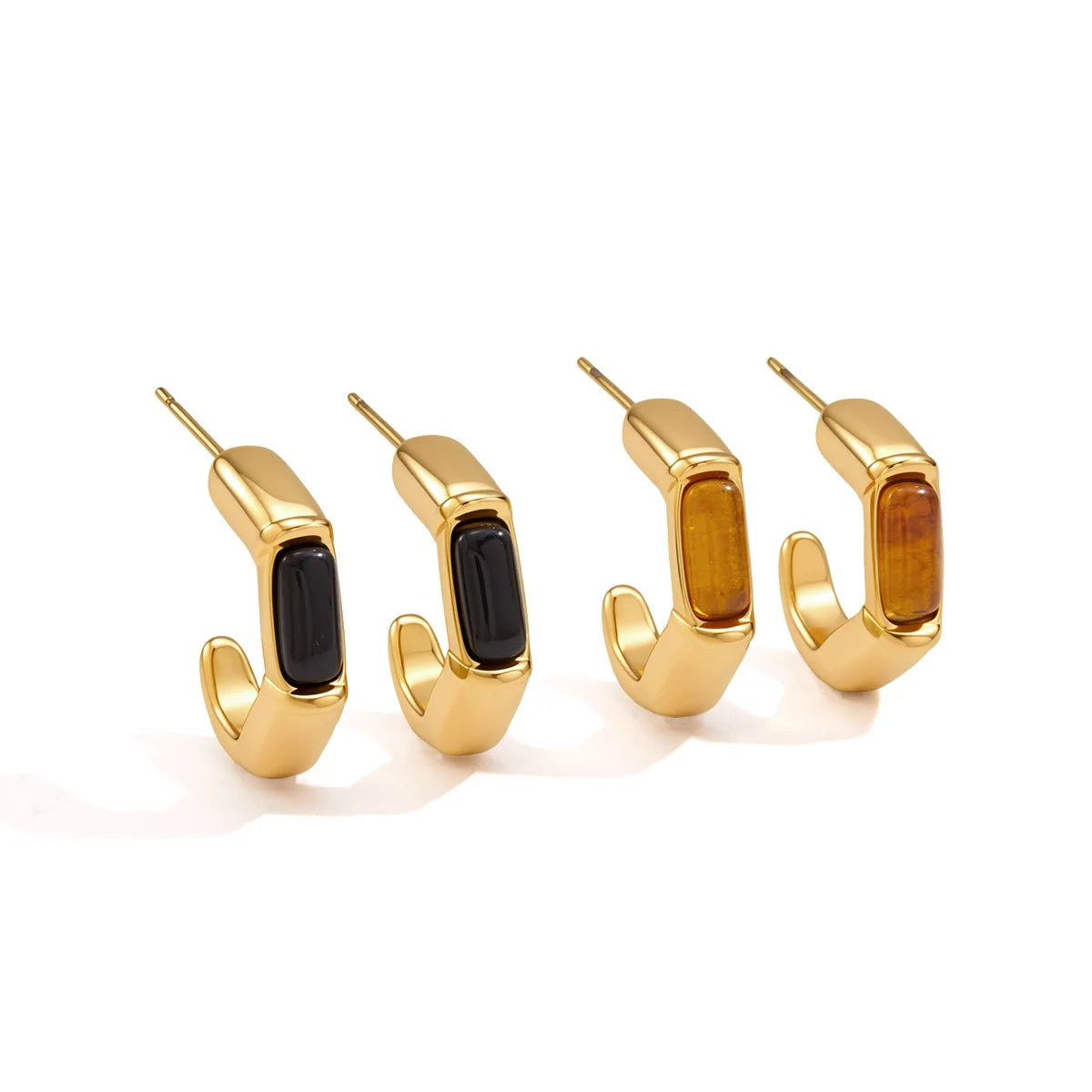 Enamel Inlay Hoop Earrings — view 5