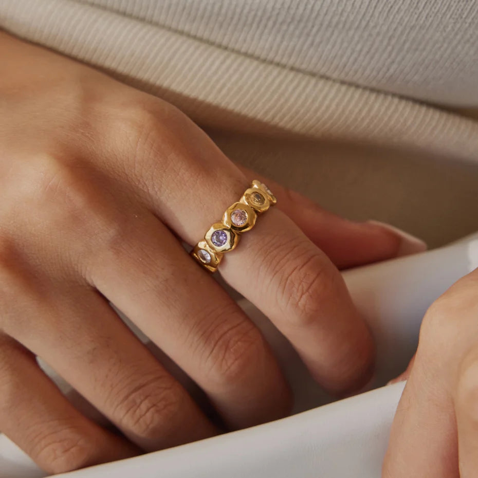 Octagon Bezel Birthstone Ring — view 3