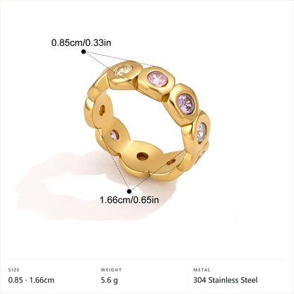 Octagon Bezel Birthstone Ring — Octagon Bezel Band · Gold · 6